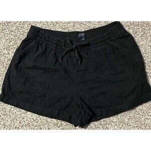 J.Crew Linen Blend Pull On Short High Waist Pockets Lightweight Black Small